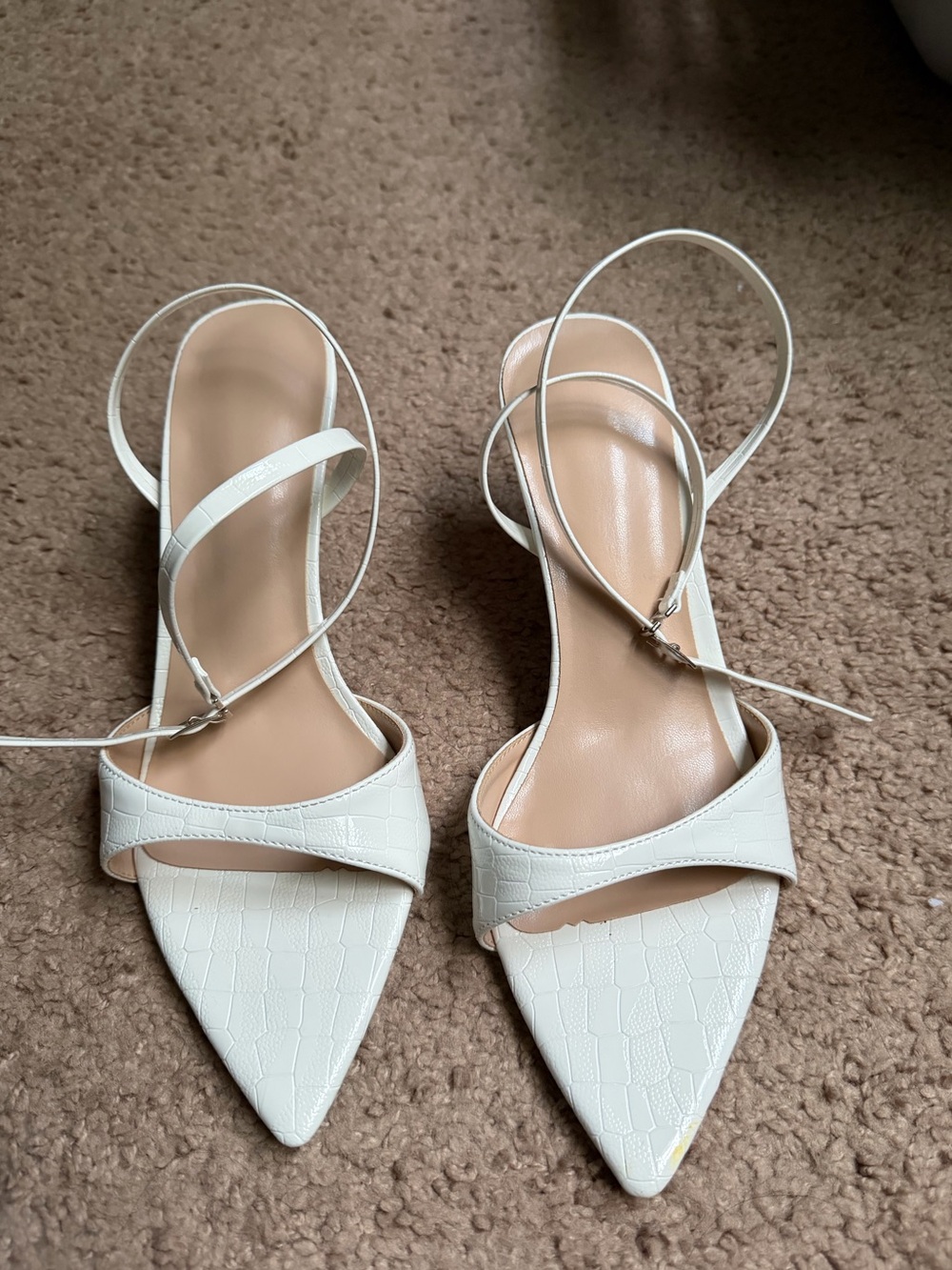 White strappy kitten heel